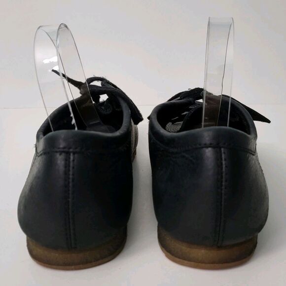 CLARKS Wallabee Shoes Mens 10 Black Leather Lace Up Moccasin Comfort Casual - Picture 4 of 9